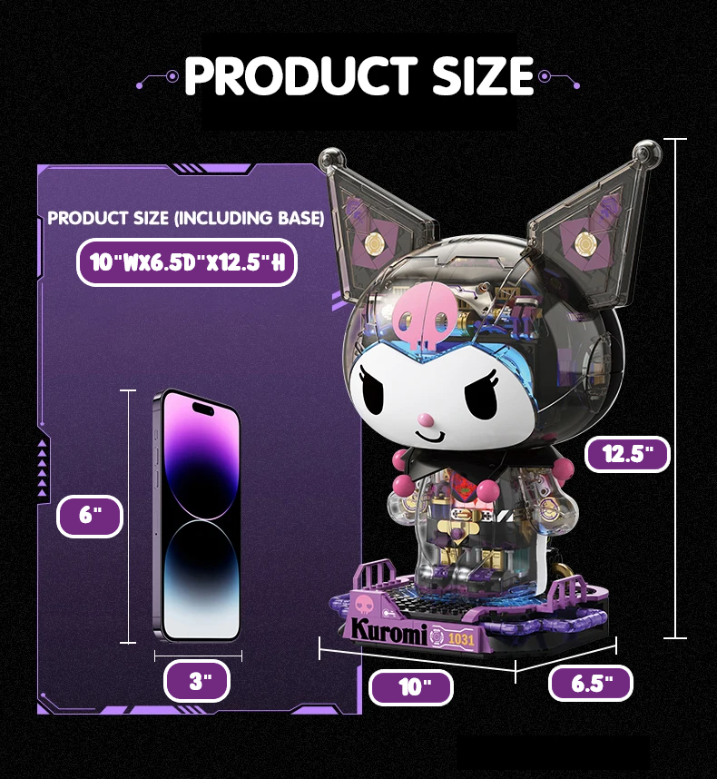 β
Official Sanrio TopToy LARGE 12" Kuromi Cyberpunk Building Blocks Set Toy NEW