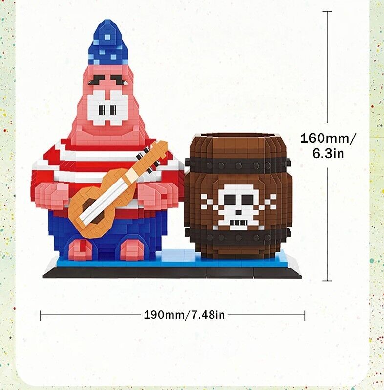 ✅ Official Nickelodeon Patrick Star Building Micro Blocks Pen Holder Fun Toy NEW