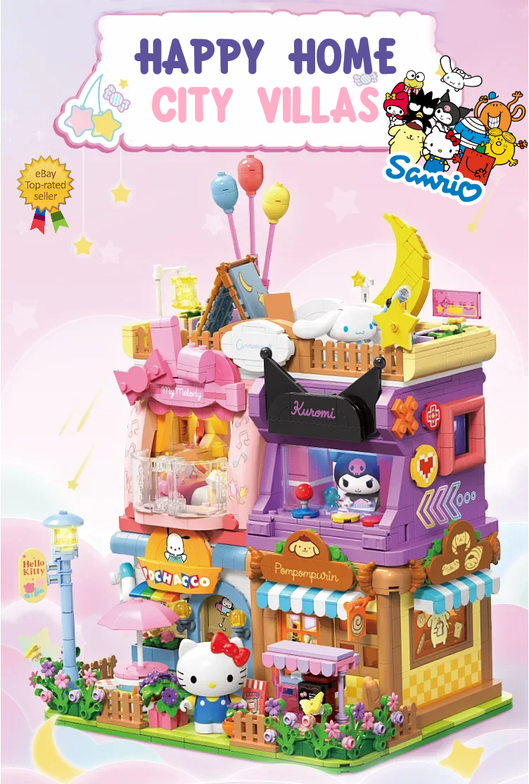 ā
Official Sanrio Characters Happy Home City Villas Building Block Sets Toy NEW