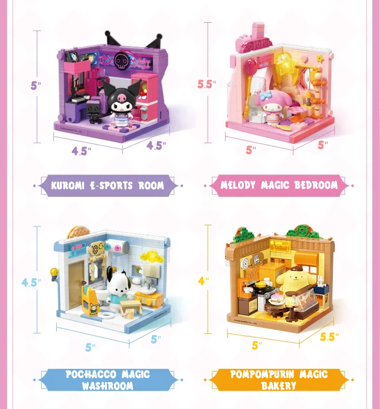 ā
Official Sanrio Characters Happy Home City Villas Building Block Sets Toy NEW