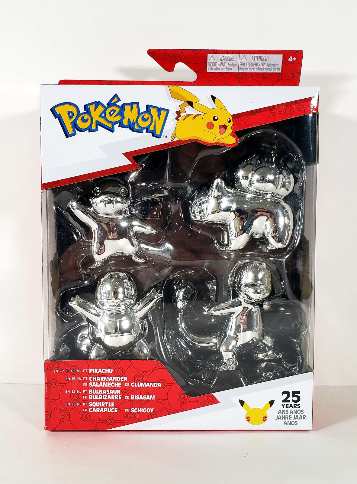 Pokemon 25th Anniversary Limited Edition Silver Figurine Action 4-Pack Toys NEW