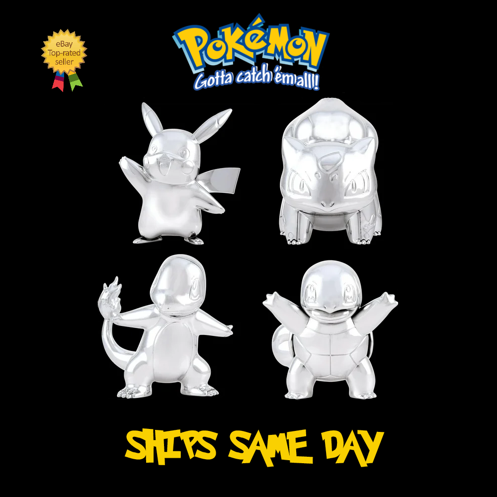 Pokemon 25th Anniversary Limited Edition Silver Figurine Action 4-Pack Toys NEW