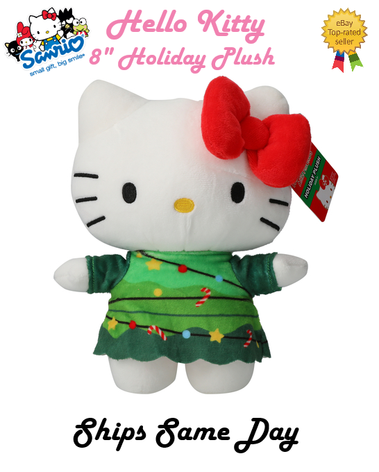 Official Sanrio Hello Kitty Holiday Soft Plush 8" Christmas Cute Red Bow Fun Toy