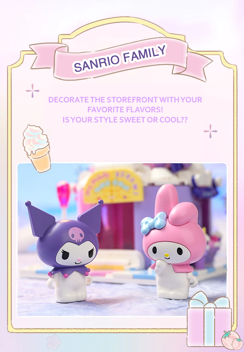 β
Official Sanrio Kuromi & My Melody Cake Shop Building Blocks Set Creative NEW