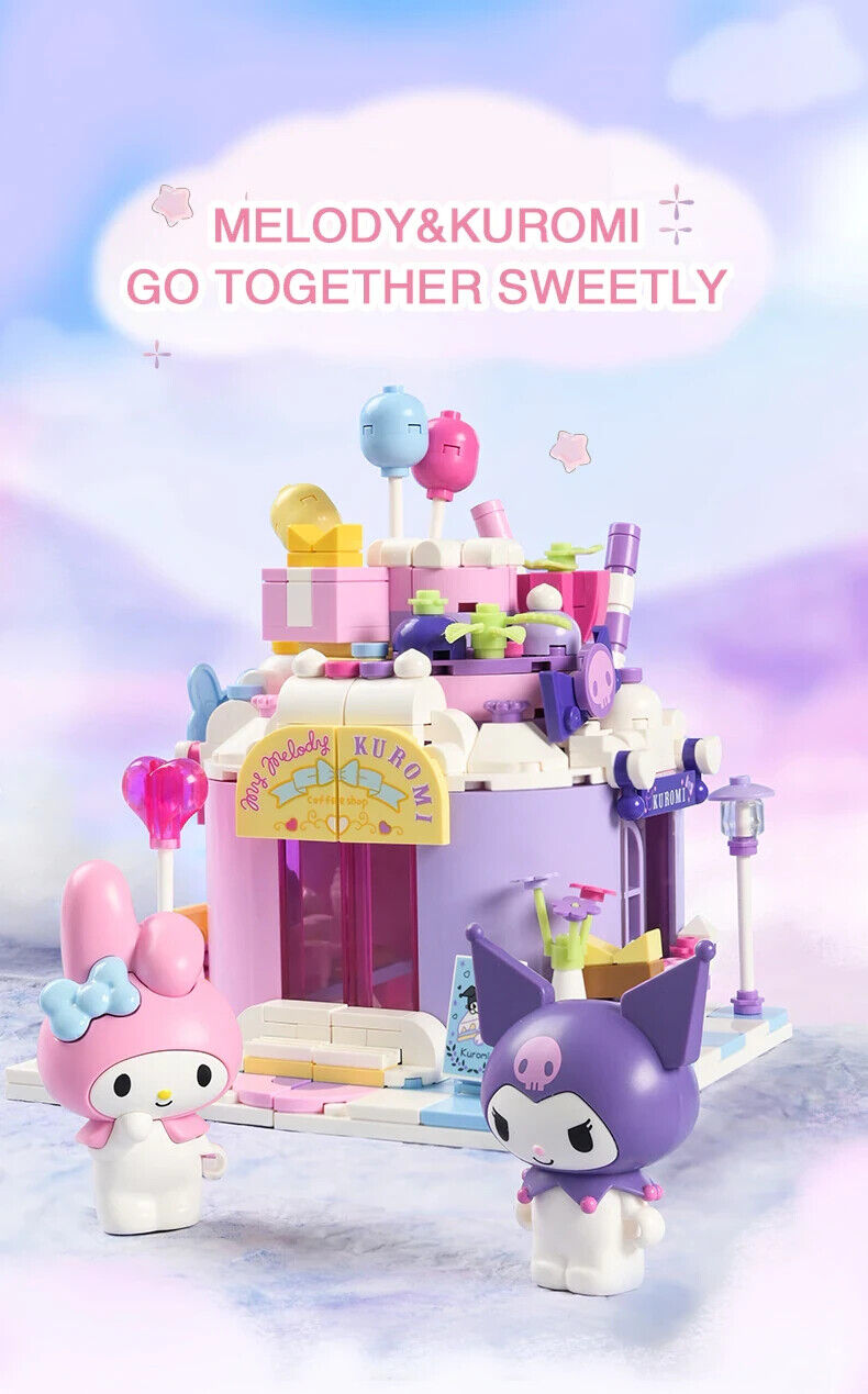 β
Official Sanrio Kuromi & My Melody Cake Shop Building Blocks Set Creative NEW
