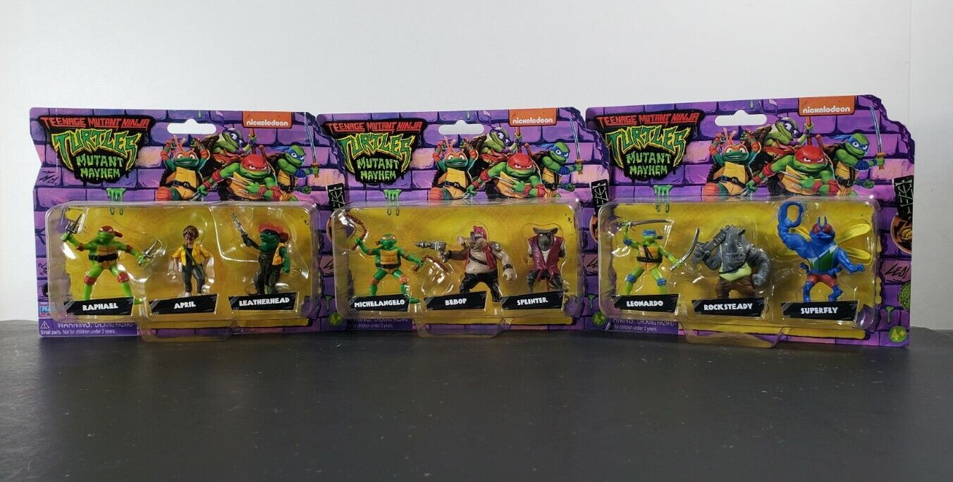 TMNT Mutant Mayhem Nickelodeon 3 Pack Action Figures Turtles Mini's 2024 NEW π’
