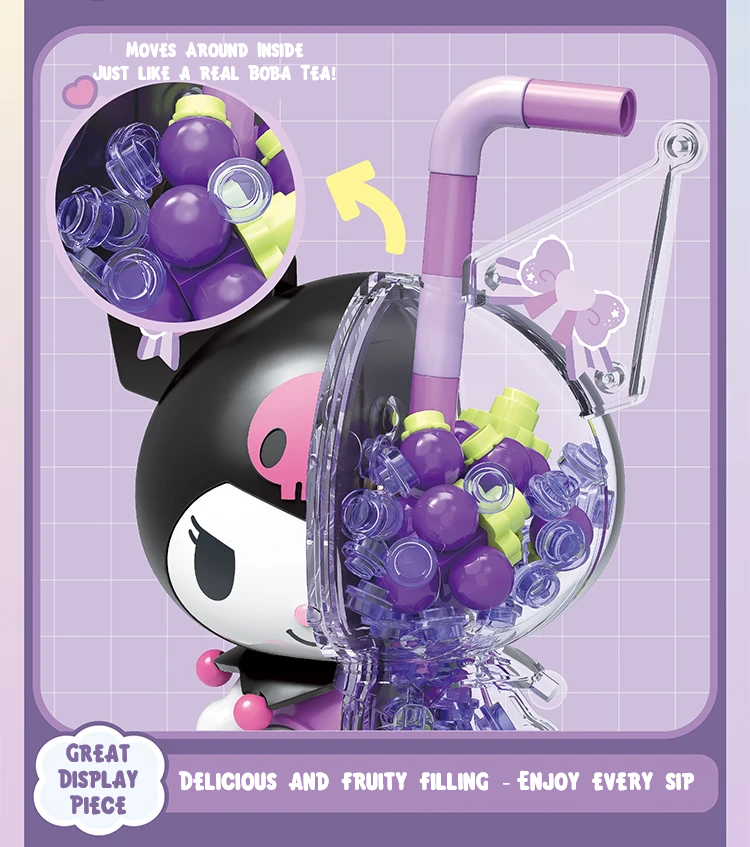 β
Official Sanrio Characters Boba Pearl Bubble Tea Building Block Sets Toy NEW