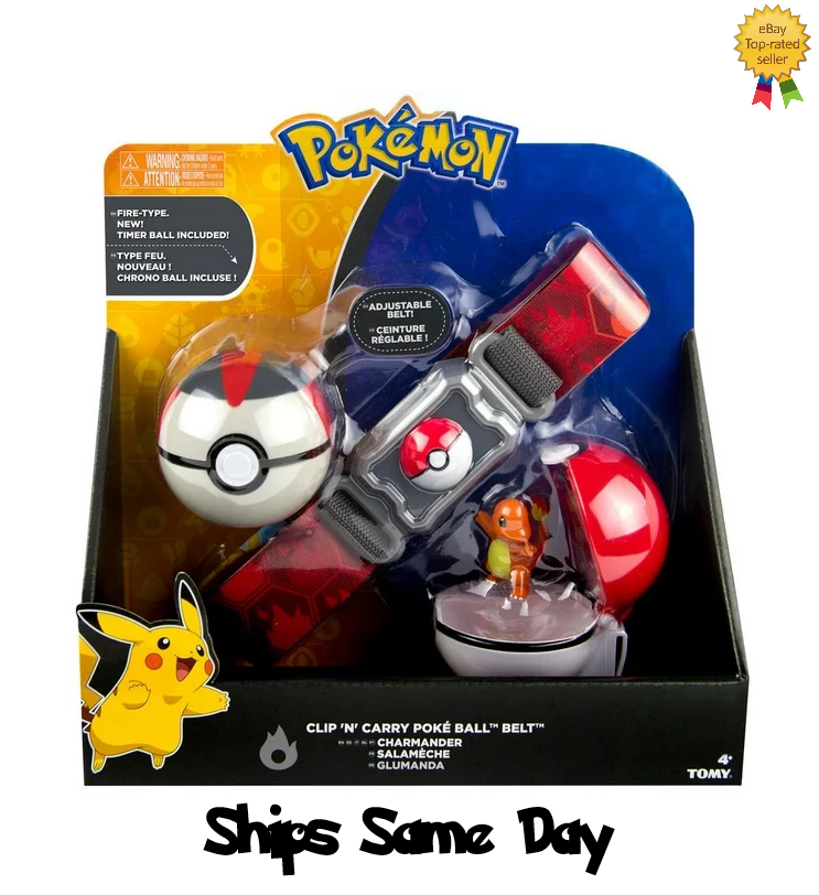 Official Pokemon Clip N Carry Belt Charmander Timer Poké Ball Fun Tomy Toy NEW