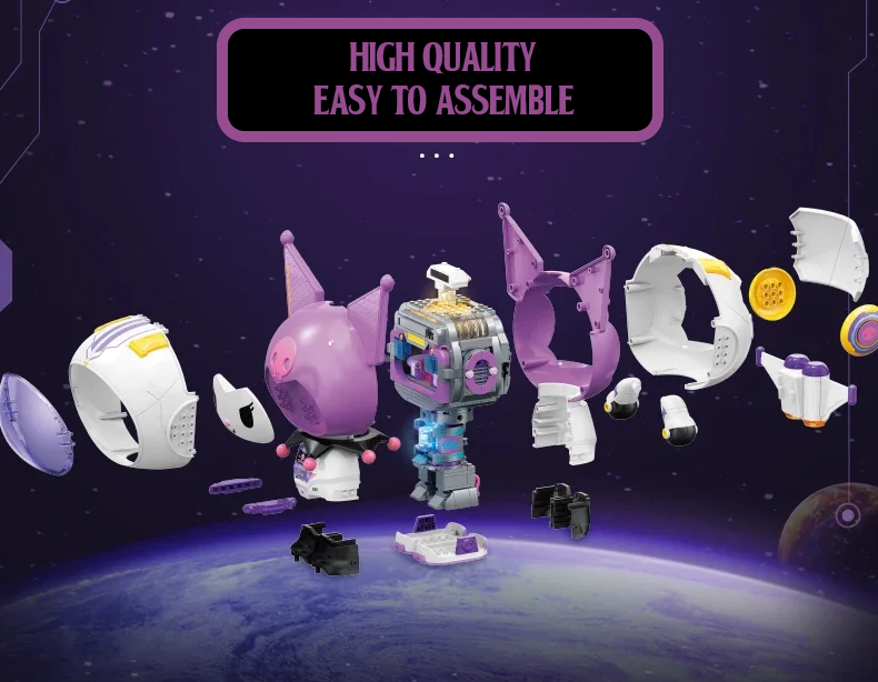 Official Sanrio TopToy Kuromi Space Traveler Pilot Building Blocks Set Fun NEW
