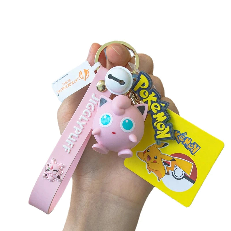 NEW OFFICIAL Pokémon Character Keychains 2 in 1 Lanyards with Bell & Stainless Rings