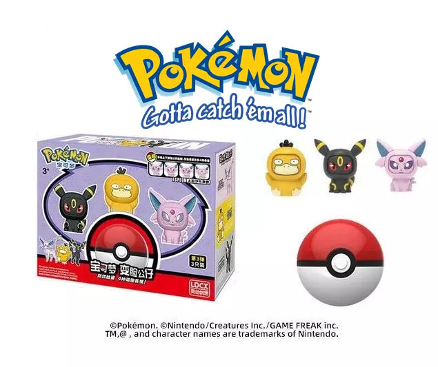 NEW Official Pokémon Psyduck, Umbreon, & Espeon Action Figure Face Changers Toy