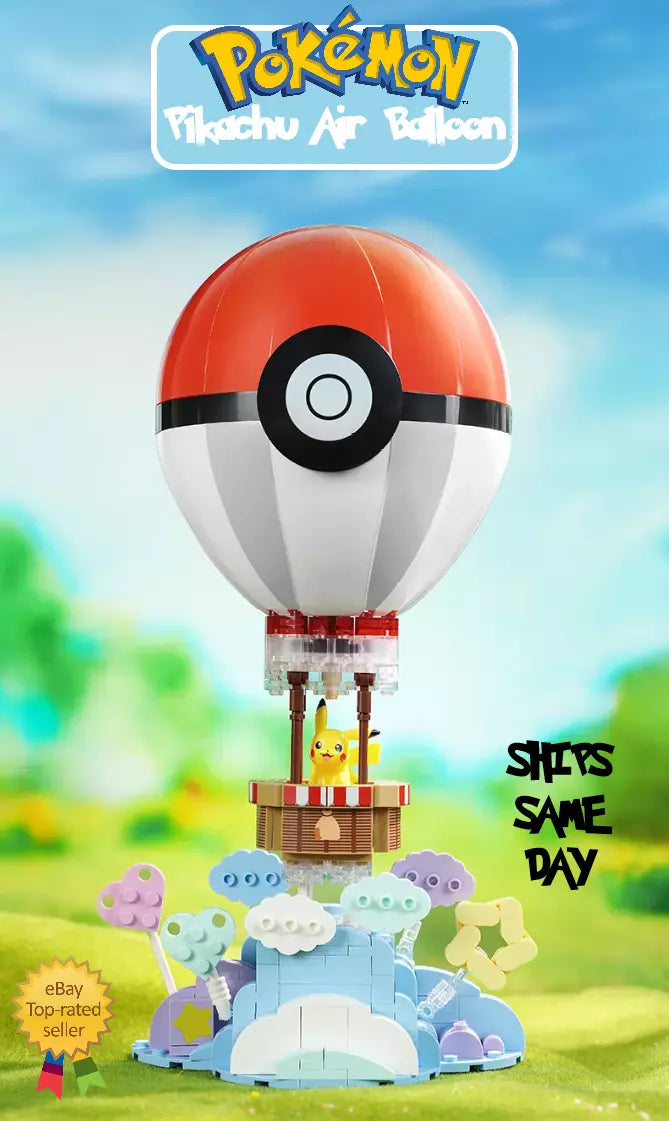 NEW Official Pokémon Pikachu Hot Air Balloon w/ Motion Building Blocks Set