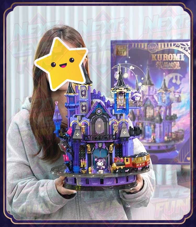 Sanrio Kuromi Amethyst Castle 19" Tall Building Blocks Set DIY Toy