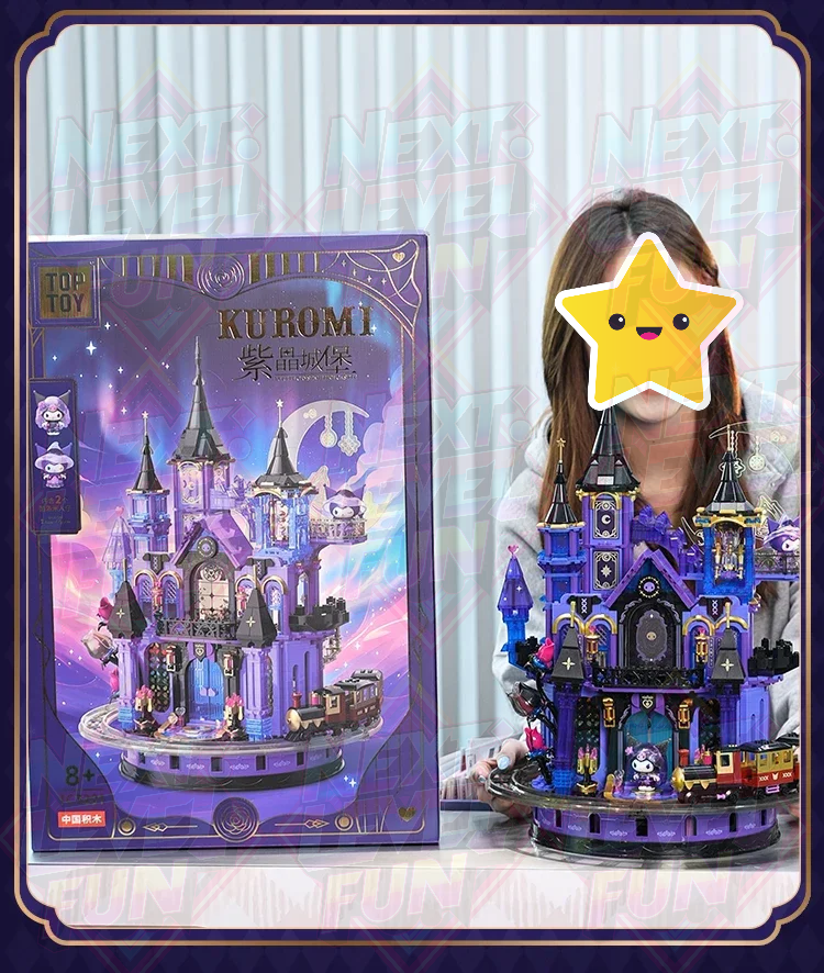 Sanrio Kuromi Amethyst Castle 19" Tall Building Blocks Set DIY Toy
