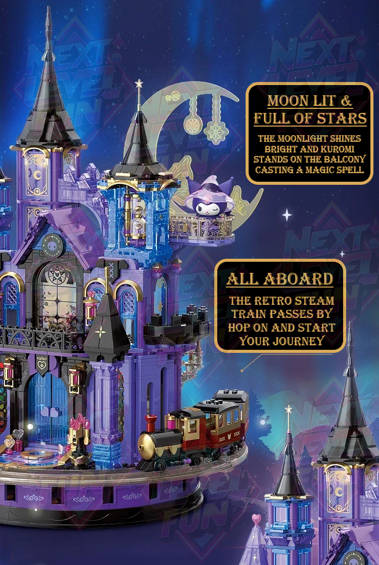 Sanrio Kuromi Amethyst Castle 19" Tall Building Blocks Set DIY Toy
