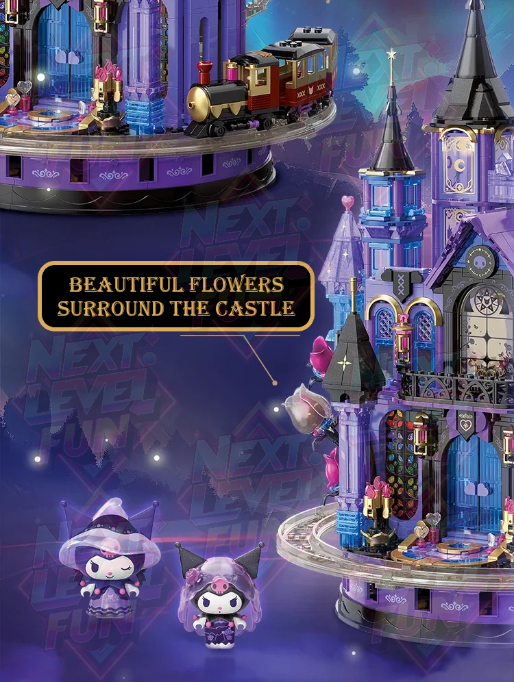 Sanrio Kuromi Amethyst Castle 19" Tall Building Blocks Set DIY Toy
