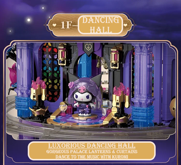 Sanrio Kuromi Amethyst Castle 19" Tall Building Blocks Set DIY Toy