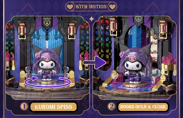 Sanrio Kuromi Amethyst Castle 19" Tall Building Blocks Set DIY Toy