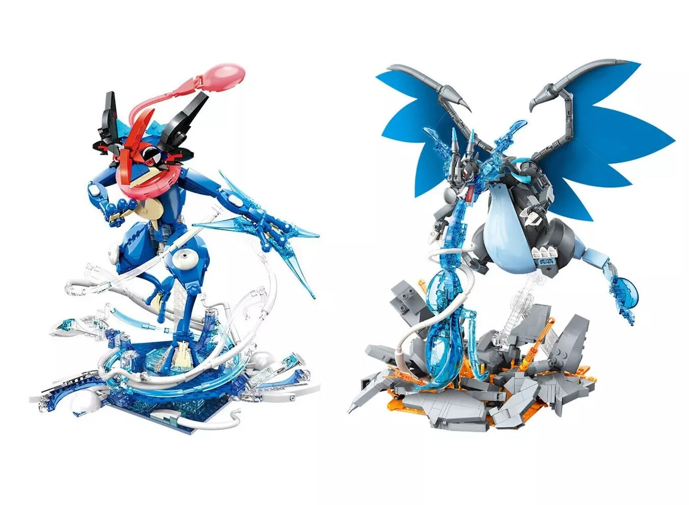 NEW Official Pokémon LARGE Mega Charizard X & Ash Greninja Building Block Sets
