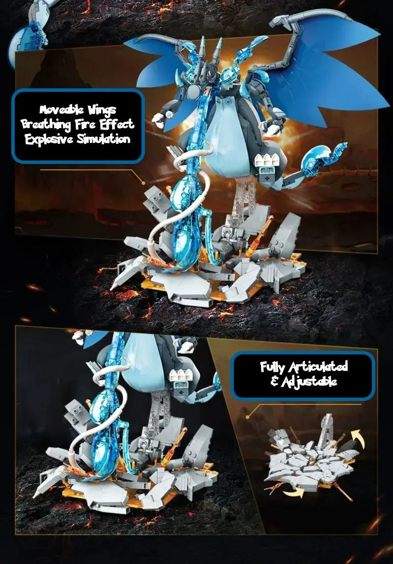NEW Official Pokémon LARGE Mega Charizard X & Ash Greninja Building Block Sets