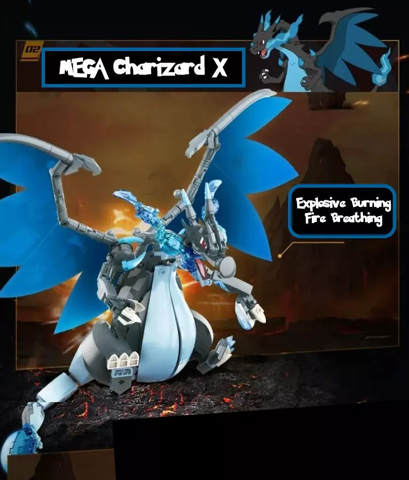 NEW Official Pokémon LARGE Mega Charizard X & Ash Greninja Building Block Sets