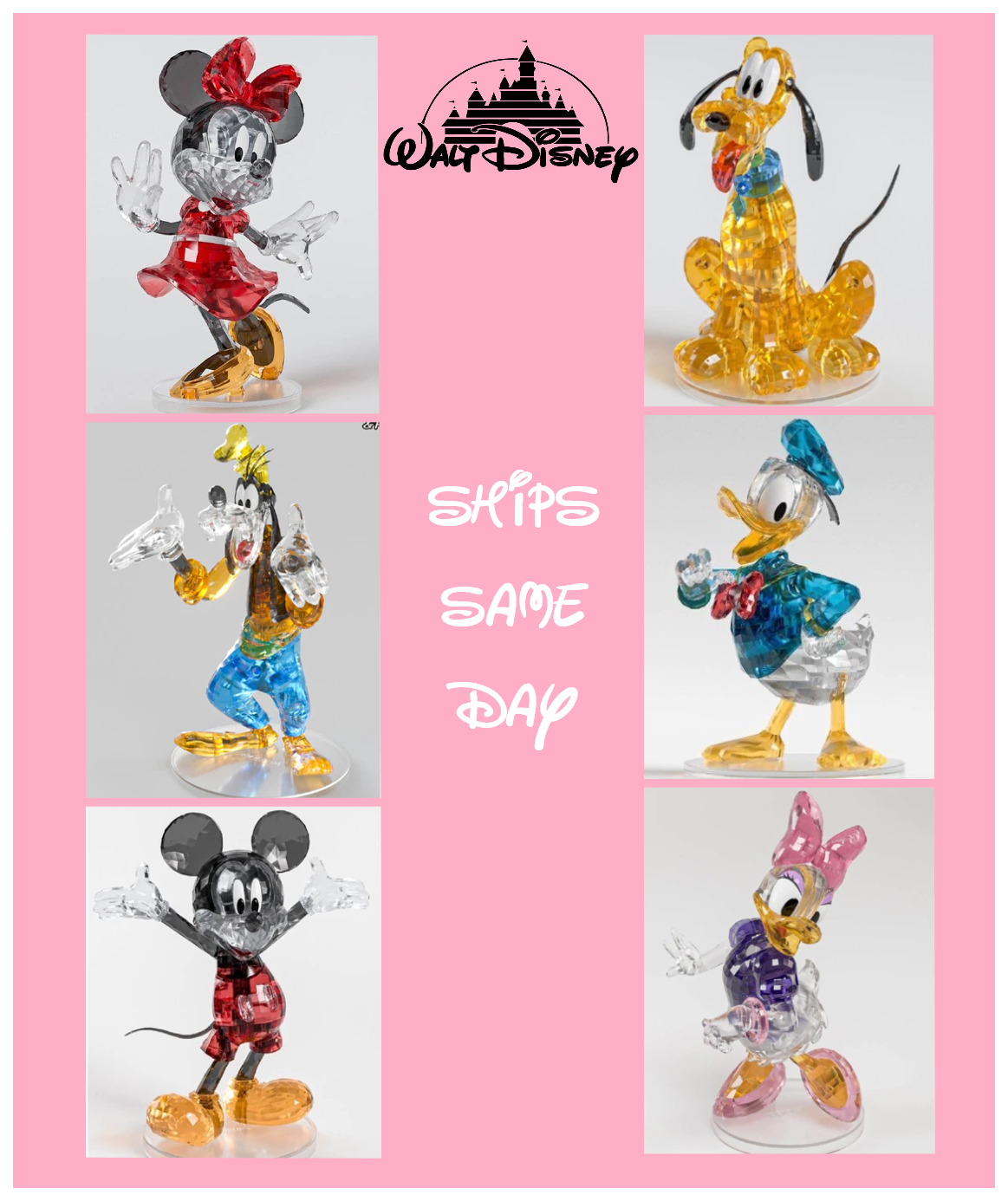 ✅ Official Disney Mickey & Friends RARE Crystal Resin Builder Set Collection NEW