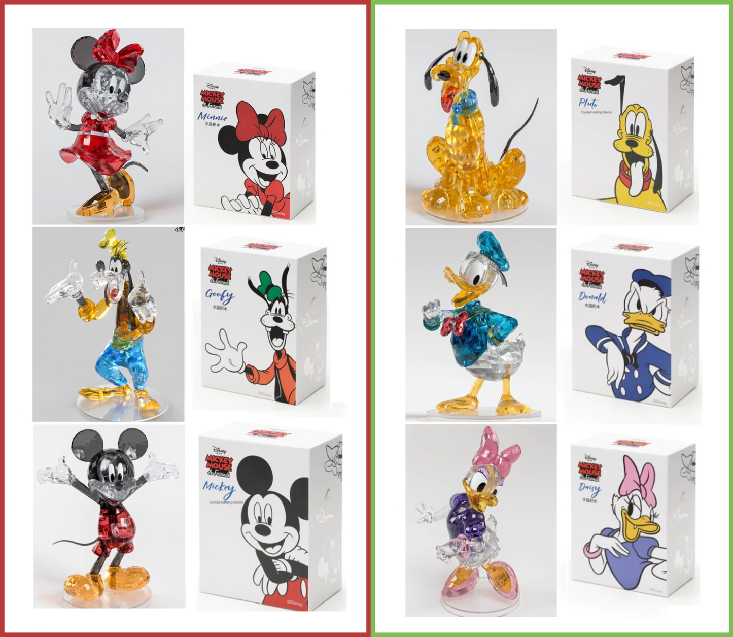 ✅ Official Disney Mickey & Friends RARE Crystal Resin Builder Set Collection NEW