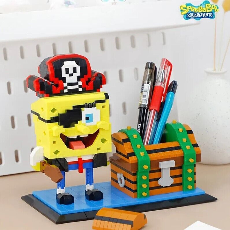 ✅ Official Nickelodeon Pirate Spongebob Building Micro Blocks Pen Holder DIY NEW