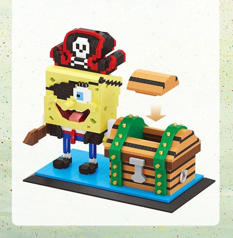 ✅ Official Nickelodeon Pirate Spongebob Building Micro Blocks Pen Holder DIY NEW
